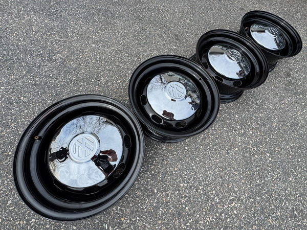 15" VOLKSWAGEN VW BEETLE 4X130 BLACK / CHROME RIMS WHEELS