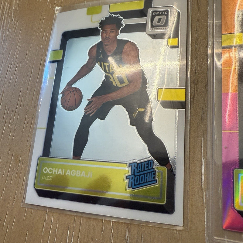 2023 Optic ROOKIE PRIZM NUMBERED /15 Ochai Agbaji Jazz 205 Pink Orange Holo