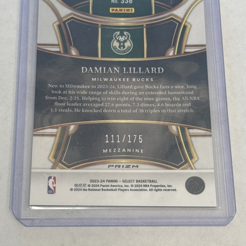 2023-24 Panini Select Basketball Damian Lillard Purple Mezzanine /175 338