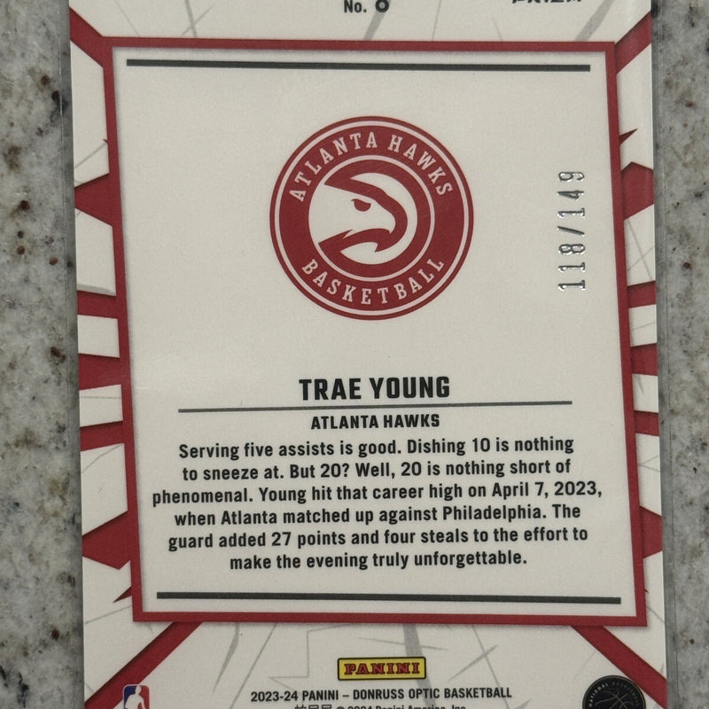 2023-24 Panini Optic Basketball #8 Trae Young My House Green Prizm /149