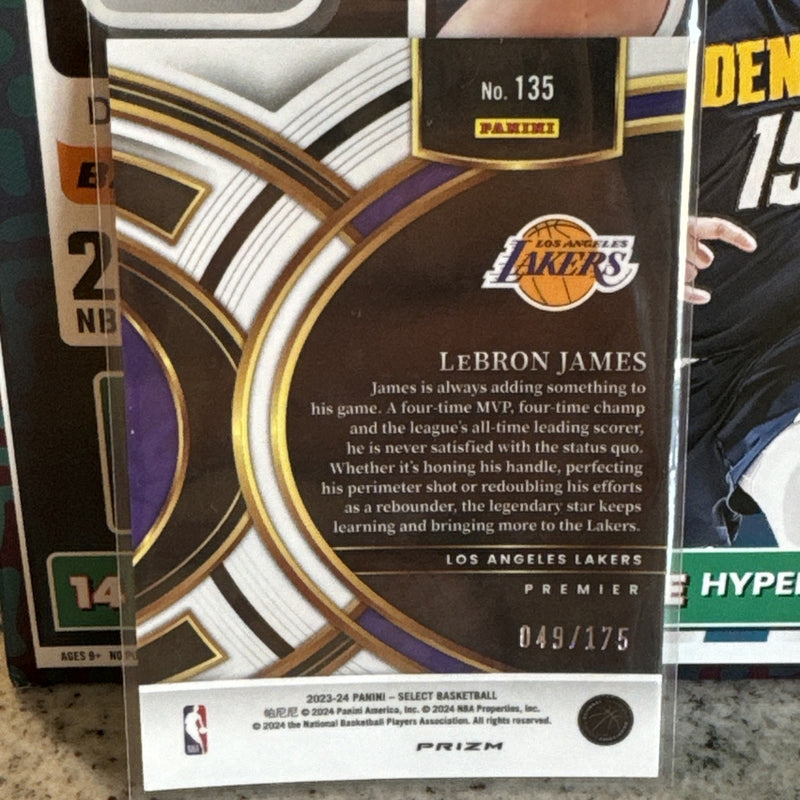 2023-24 Select NBA Lebron James #135 Purple Flash Prizm #’d /175 Premier Level