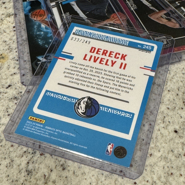 Dereck Lively II 2023-24 Prizm Optic Rated Rookie Blue Seismic Prizm /249 RC