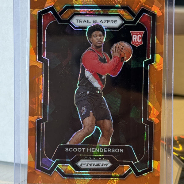 2023-24 Panini Prizm Basketball Scoot Henderson Cracked Orange Ice RC Rookie SP