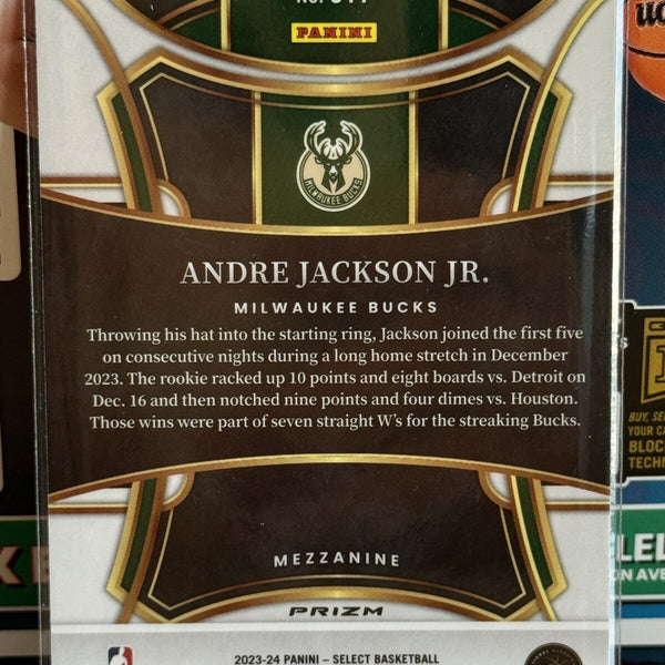 2023-24 PANINI SELECT ANDRE JACKSON JR Tiger Zebra MEZZANINE #317 Prizm
