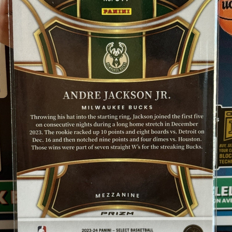 2023-24 PANINI SELECT ANDRE JACKSON JR Tiger Zebra MEZZANINE #317 Prizm