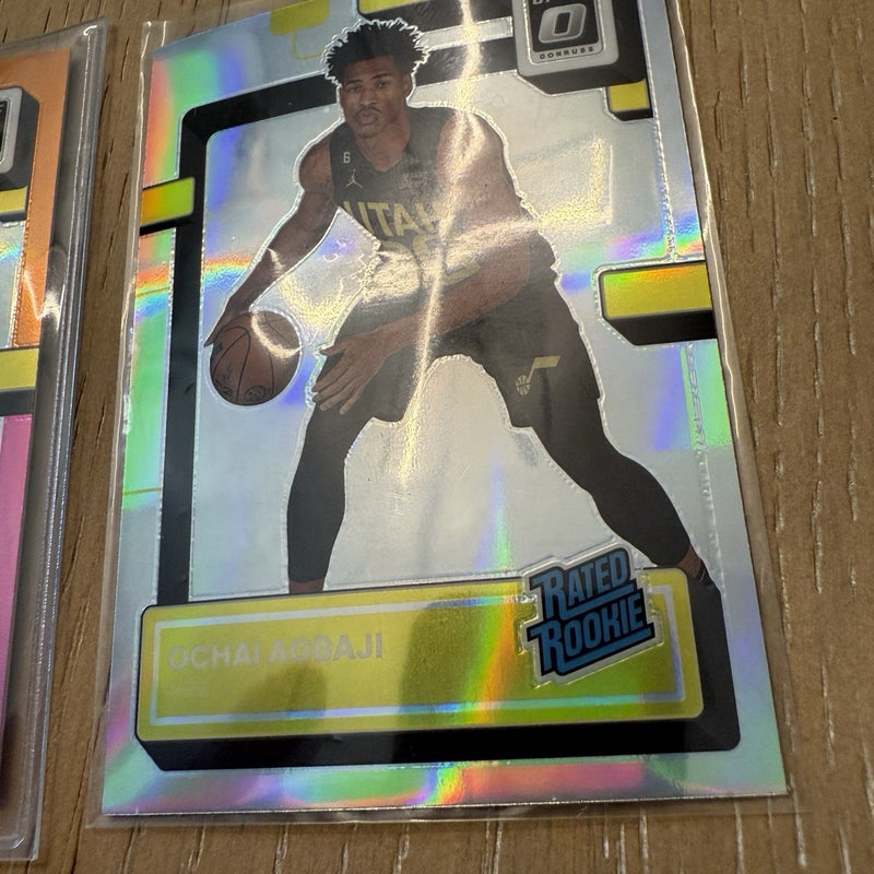 2023 Optic ROOKIE PRIZM NUMBERED /15 Ochai Agbaji Jazz 205 Pink Orange Holo