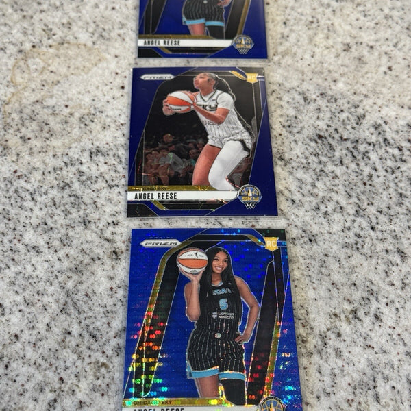 3 CARDS!!! Angel Reese WNBA Prizm Blue /199 Rookie RC 147 Sky clark numbered lot
