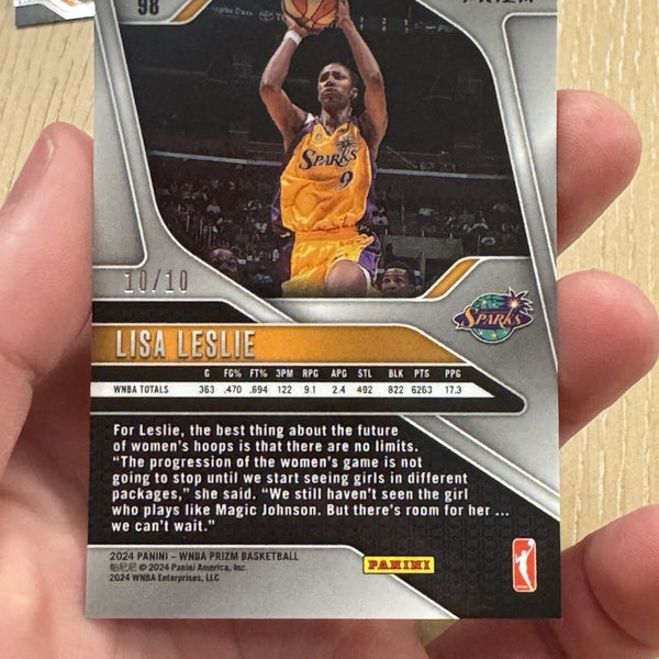 2024 Panini Prizm WNBA Lisa Leslie gold Cracked Ice Prizm numbered /10 hof clark