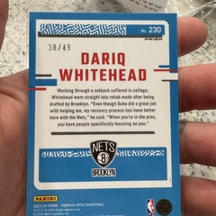 2023-24 Donruss Optic Dariq Whitehead Rated Rookie Green Laser #/49 SSP Nets