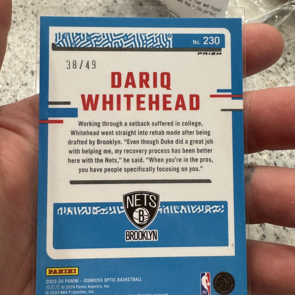 2023-24 Donruss Optic Dariq Whitehead Rated Rookie Green Laser #/49 SSP Nets