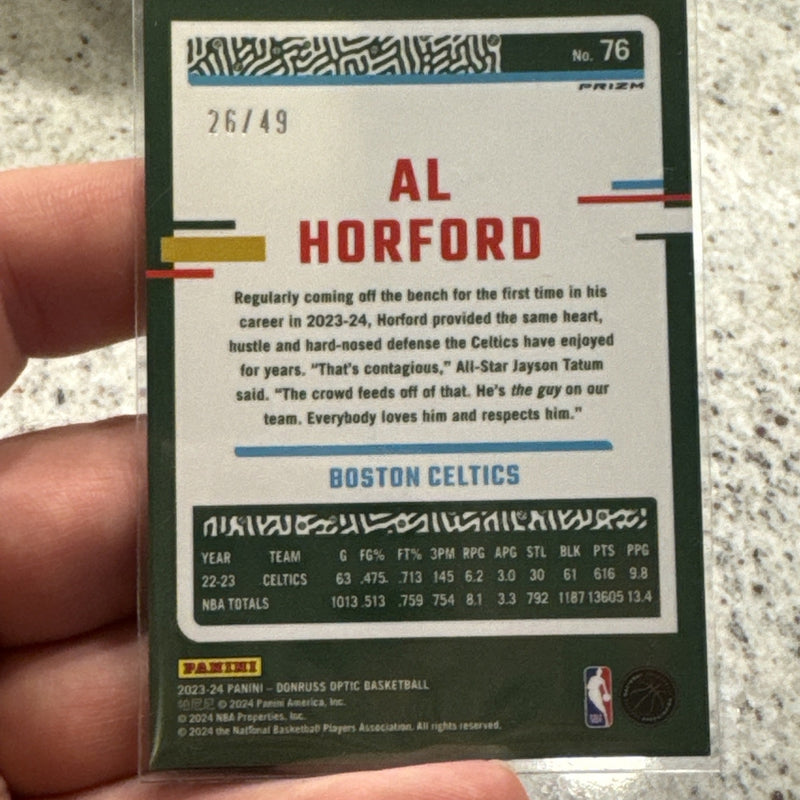 2023-24 Donruss Optic Al Horford #76 Green Velocity 11/49 - Celtics Prizm