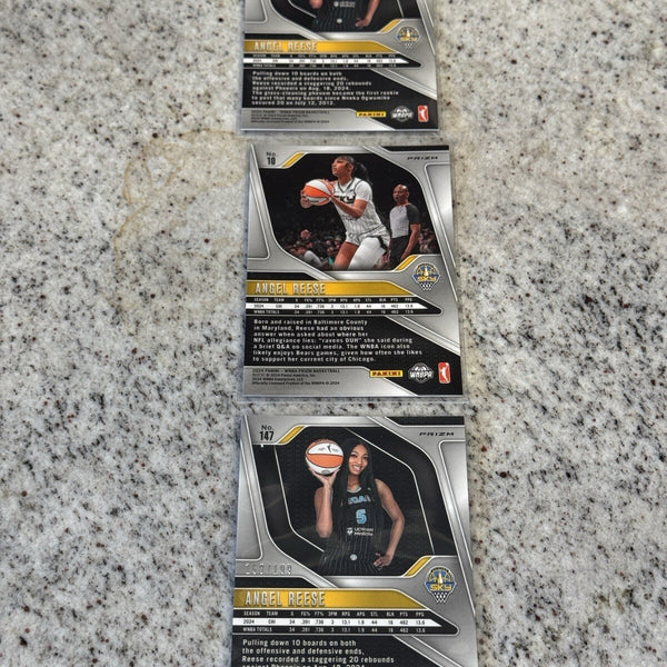 3 CARDS!!! Angel Reese WNBA Prizm Blue /199 Rookie RC 147 Sky clark numbered lot