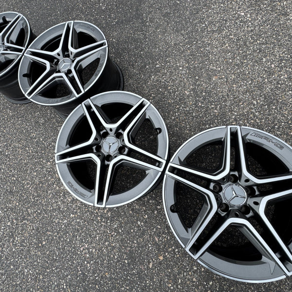 18 MERCEDES BENZ W205 C300 C350 C450 C43 AMG OEM FACTORY STOCK WHEELS RIMS 5x112